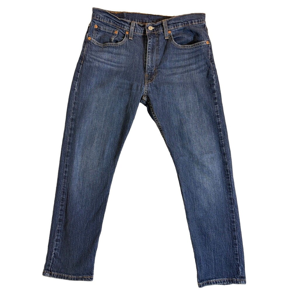 Levi's 502 Blue Denim Jeans Tapered Fit SHORT Mens Size 34 x 28 EUC